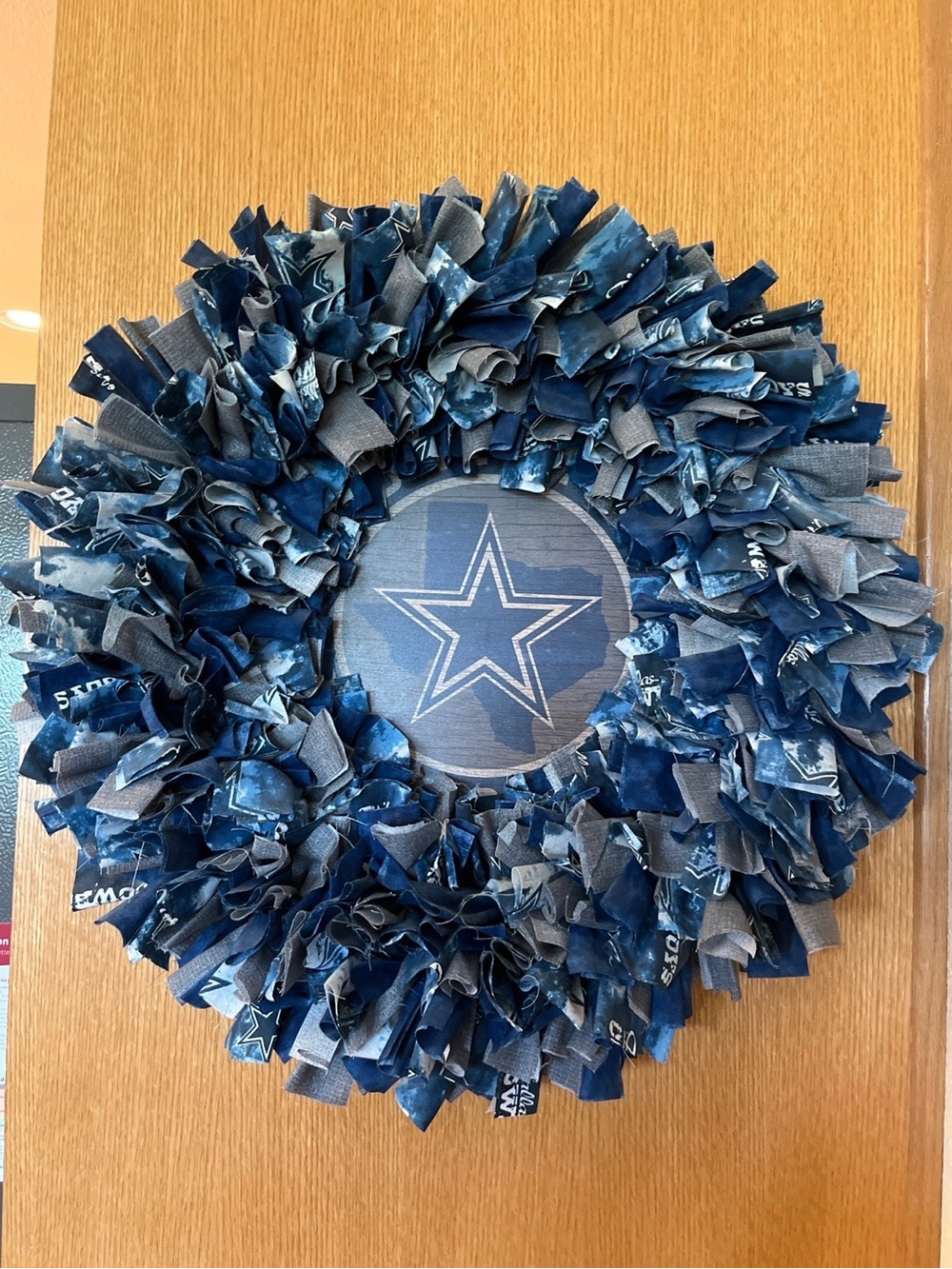 NFL Dallas Cowboys Navy and Gray Fabric Wreath 21”
